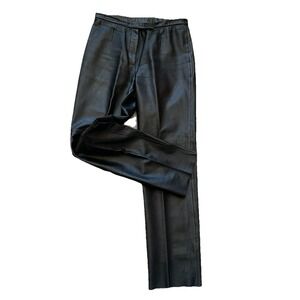 Siena Studio Women's Vintage Black Leather Straight Leg High Waisted Pants Sz 14